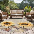 thumbnail image 4 of Yellow Sunflowers Round Area Rug 6Ft Washable Circle Rugs for Bathroom Office, Retro Floral Leaves Butterfly Plants Khaki Non-Slip Carpet Floor Mats Indoor Outdoor Carpet Runner Aesthetic Home Decor, 4 of 8