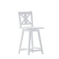 thumbnail image 2 of BizChair Commercial Grade Solid Wood Modern Farmhouse Swivel Counter Height Barstool in Antique White Wash, 2 of 12