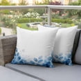 thumbnail image 4 of Blue Leaf Pillow Covers 2 Pack Watercolor Eucalyptus Leaves Pillowcase Waterproof Outdoor Throw Pillow Cover for Patio Garden Square Cushion 18”x18”, 4 of 9
