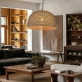 thumbnail image 5 of LittleGlovo Retro Rattan Pendant Lights Kitchen Island Decor Hemp Rope Woven Lampshade, 5 of 16
