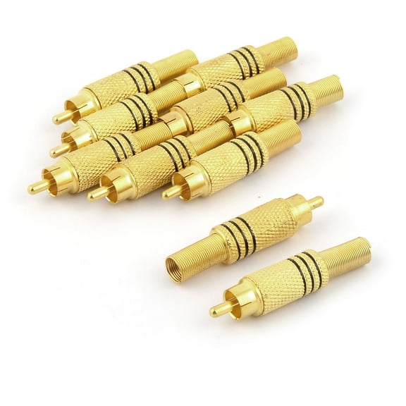 Metal Spring End RCA Male Jack Audio Video Cable Connector Adapter 10pcs