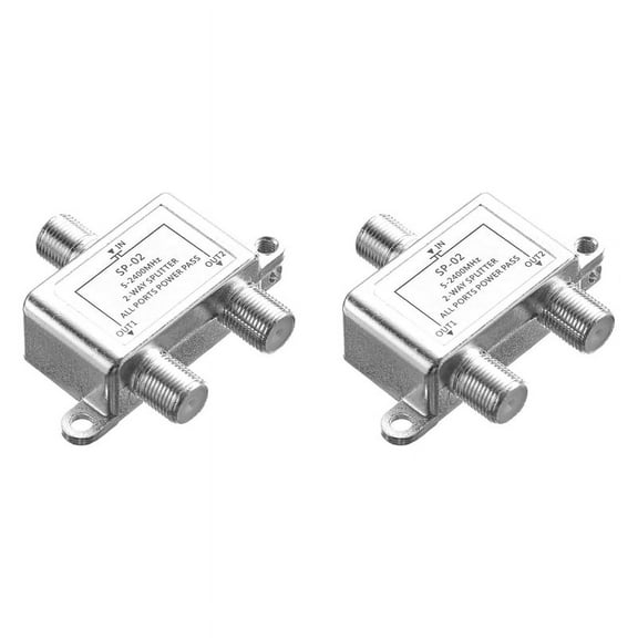 2X Digital 2 Way Coaxial Cable Splitter 5-2400MHz, RG6 Compatible, Work with Analog/Digital TV Connections and Internet