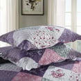 thumbnail image 5 of WannaToo Quilt Set 3 Piece Microfiber Quilts Reversible Bedspreads Patchwork Coverlets Floral Bedding Set All Season, Purple Rose, King size, 5 of 8