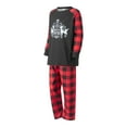 thumbnail image 3 of Family Matching Christmas Pajamas, Elk Letter Print Long-Sleeved O-Neck Tops + Plaid Pattern Trousers, 3 of 10