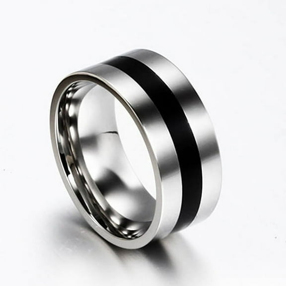 Opvise Women Men Simple Wedding Engagement Stainless Steel Finger Ring Band Jewelry