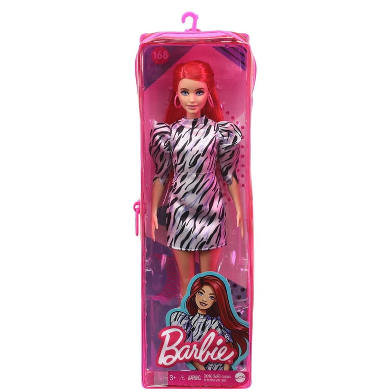 Good Look Barbie Fashionistas Doll #168, Long Red Hair, Zebra