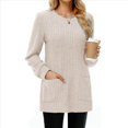 thumbnail image 1 of Camisas de Larga para Mujer, Suéteres Largos con Bolsillos, Túnicas Holgadas Albaricoque XL, 1 of 5