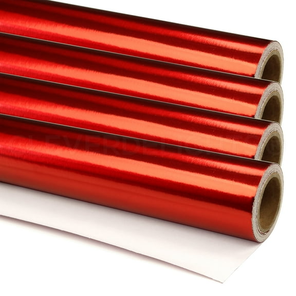 4 Rolls - CleverDelights Metallic Red Wrapping Paper - 30" x 300" Jumbo Rolls - 250 Sq Ft
