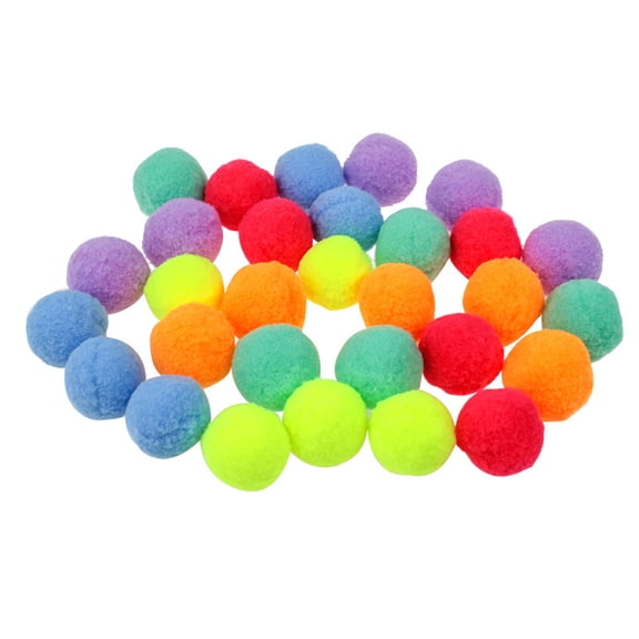 Interactive Cat Toy Balls Soft Plush Quiet Play Pom Poms for Kittens Random Mixed Colors Pack of 20