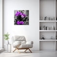 thumbnail image 2 of ZHONGYUTONG Zen Canvas Wall Art Purple Orchid Flower Pictures Zen Stones Artwork Spa Meditation Painting for Bathroom Yoga Decor Framed (12.00" x 12.00"), 2 of 5