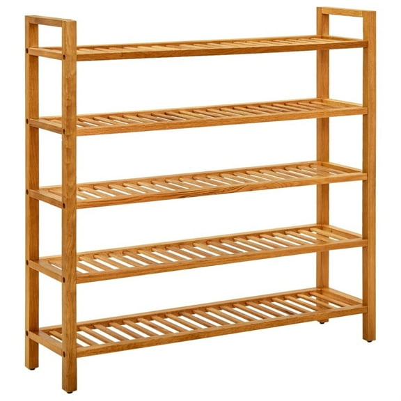 Casafoyer Shoe Rack with 5 Shelves 39.3"x10.6"x39.3" Solid Oak Wood