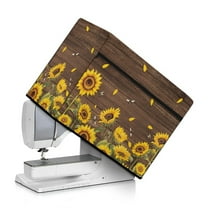 SEANATIVE Wood Sunflower Sewing Machine Dust Cover Aesthetic Sewing Machine Cover for Most Standard Sewing Machines Cover Protection Decor, Easy Storage