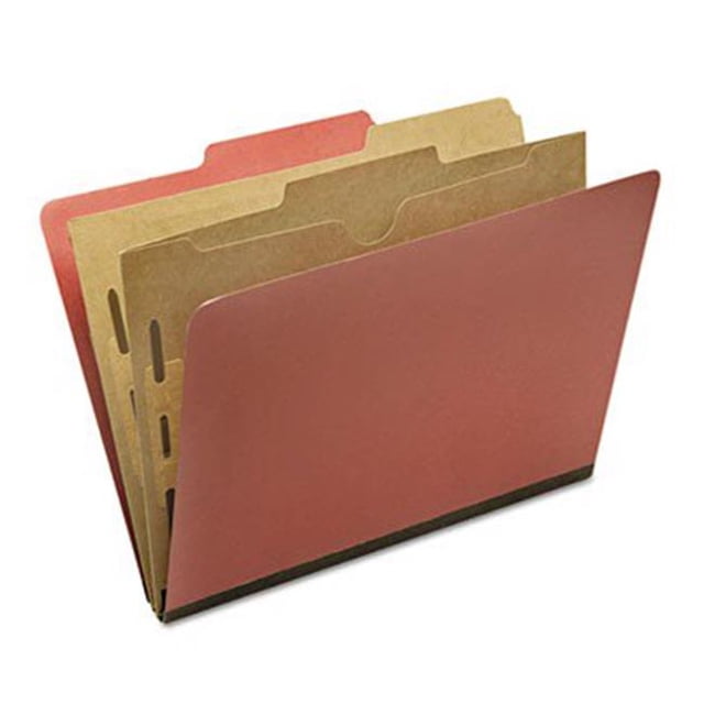 Ability One 6006976 Classification Pocket Folder with 6-Section - Earth Red
