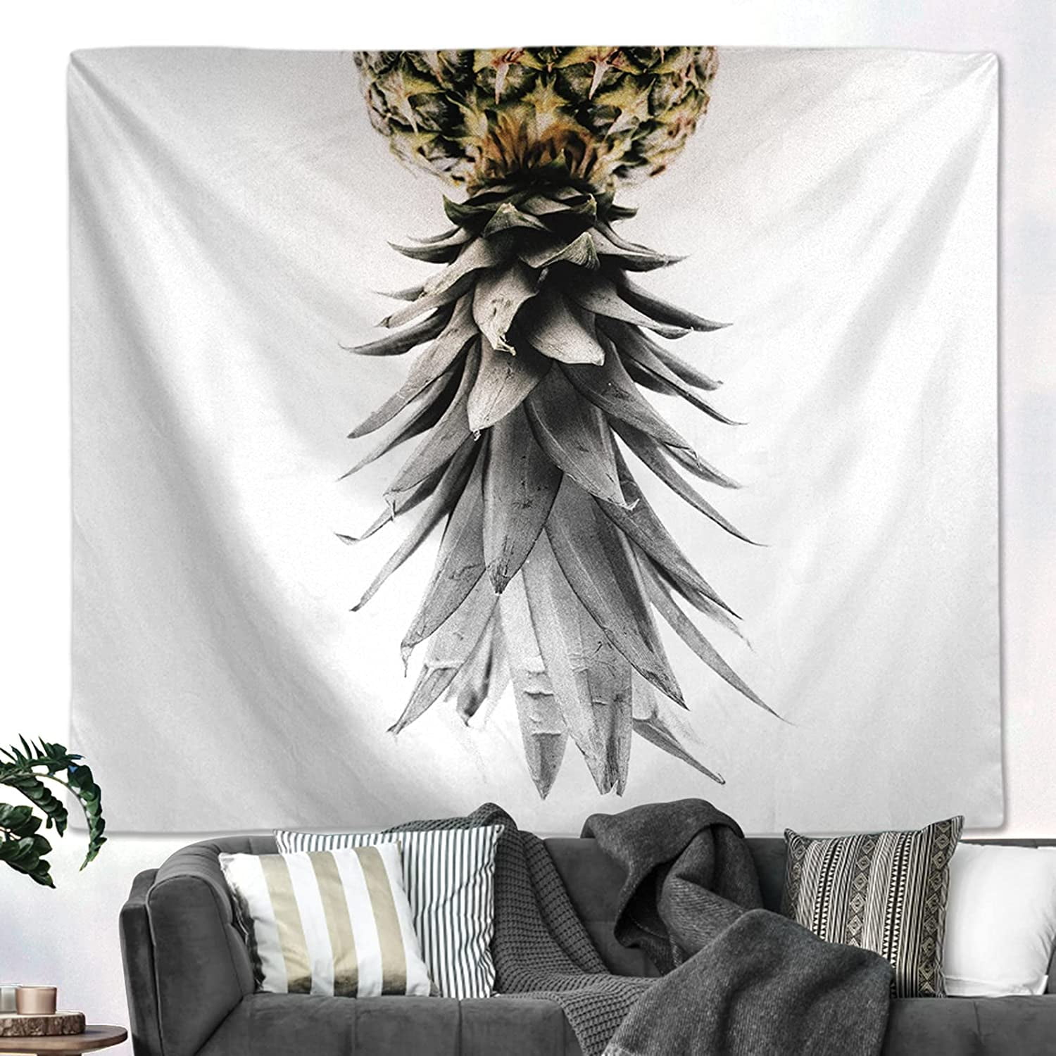 Psychedelic Tapestries Tropical Wall Bedroom Home Decor Yeacun Grey Pineapple Tapestry Wall Hanging Tropical Plants Tapestry 60L x 50W inches/150 x 130 cms