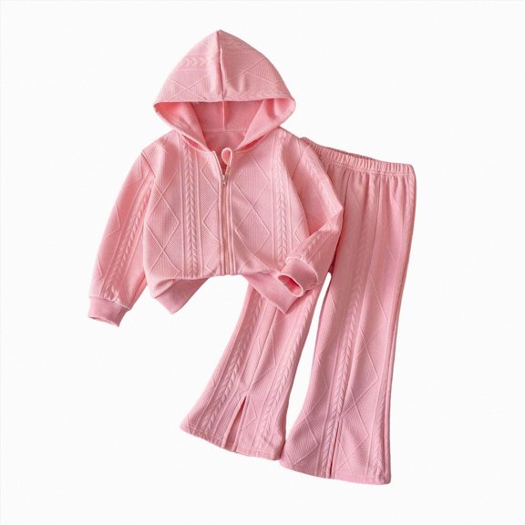 Enyan Girls Sweatsuits 2 Piece Set Long Sleeve Zip Up Hoodie and Jogger Pants Set Kid Toddler Girl Fall Winter Outfits,4-5 Years