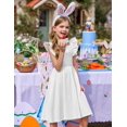 thumbnail image 3 of Arshiner Girls Summer Dresses Square Neck Ruffle Sleeve Tie Back A-Line Swing Casual Midi Dress with Pockets, 3 of 8