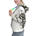 thumbnail image 2 of Balery Black And White Rose Pattern Womens Long Sleeve Hoodie, Pullover Hooded Sweatshirt, Kangaroo Pocket Hoodie with Eye-catching Drawstrings-Medium, 2 of 7
