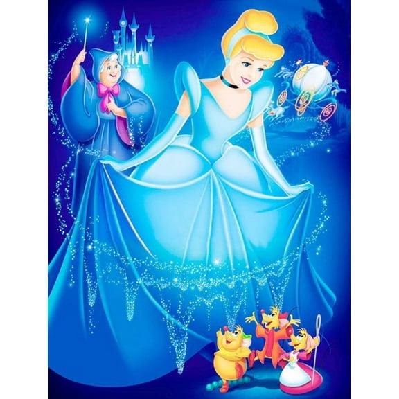 5D Diamond Painting Kits for Adults Diamond Arts Cinderella Diamond Painting DIY Full Round Drill for Home Wall Decor and Adults Kids Holiday Gift 12x16 inch