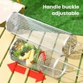thumbnail image 4 of Outdoor BBQ Cage Stainless Steel Wire Heat-resistant Non-sticky Anti-scalding Long Handle Evenly Heated Large Capacity Rolling Grill Basket BBQ Mesh Net, 4 of 7