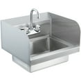 thumbnail image 4 of KFFKFF Industrial Hand Basin with Tap and Side Guard, Steel Basin for Cleaning, Compact Hand Cleaning Basin, Wall-Fitted Washbasin for Diner, Garage and Residence, 17x12.8 inch, 4 of 8