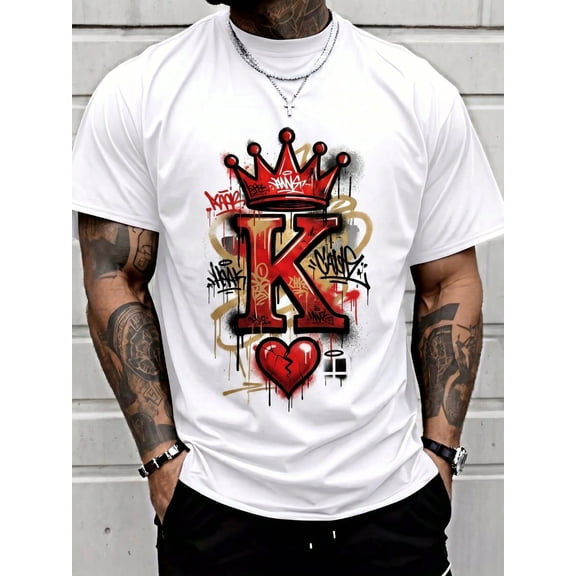 100% Cotton King Of Hearts Funny Halloween King & Matching Couple T-Shirt Street Hip-Hop Style Men's T-Shirt