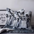 thumbnail image 2 of 24x24 Pillow Covers Set of 2, Grey Penguins Throw Pillow Covers Decorative Couch Cushion Case, Winter Animals Vintage Gray Microfiber Square Pillowcases for Bedroom Car Living Room, 2 of 7