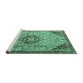 thumbnail image 2 of Ahgly Company Machine Washable Indoor Rectangle Medallion Turquoise Blue Traditional Area Rugs, 5' x 7', 2 of 4