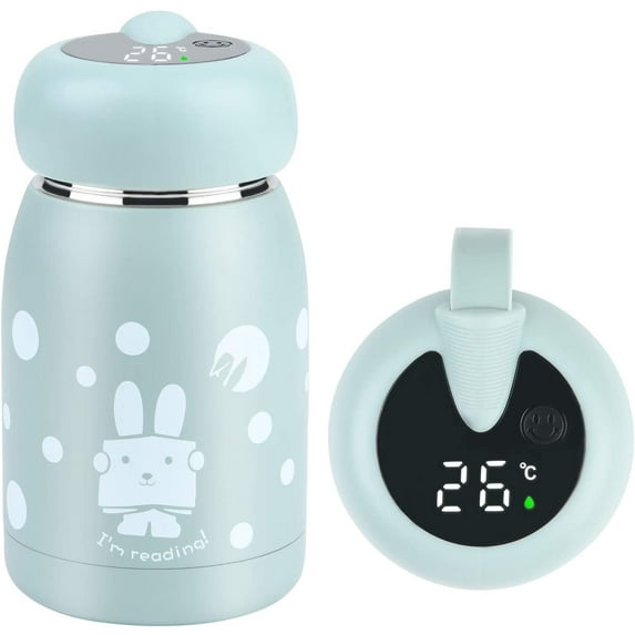 Stainless steel drinking bottle for children, 320 ml with LED temperature display, vacuum drinking bottles, leak-proof insulated thermos bottle, BPA-free vacuum bottle for home and sports