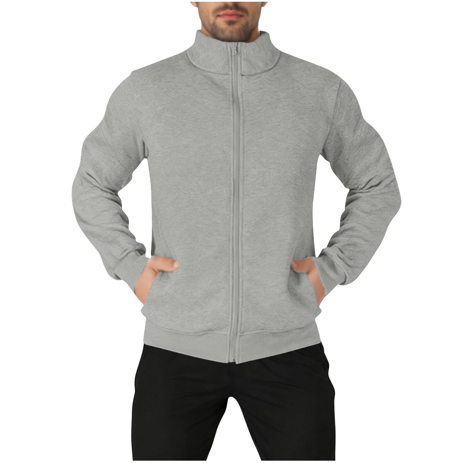 Mens Dialysis Jacket with Arm Zipper Full Zip Warm Heavyweight Stand Collar Sweatshirt Hemodialysis Treatment Clothing