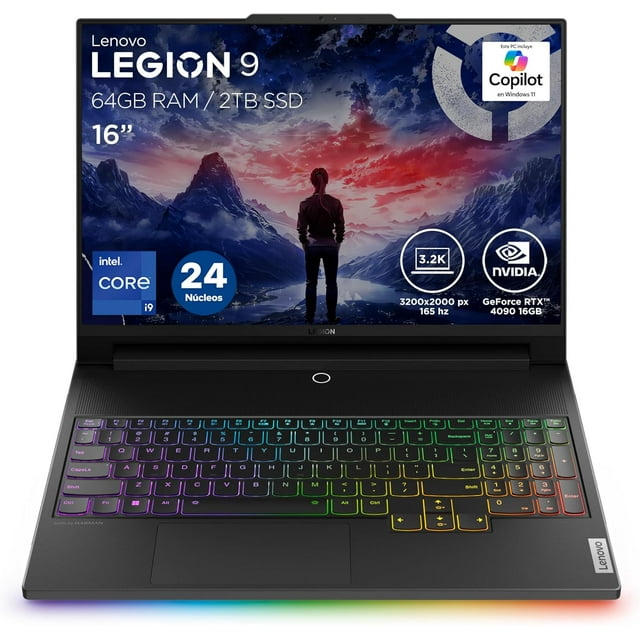 Laptop Gamer Lenovo Legion 9 16IRX9 Intel Core i9-14900HX | RTX 4090 16GB | 64GB RAM | 2TB SSD | Pantalla Mini LED 3.2K 165Hz | Teclado RGB En Español | Windows 11 Home