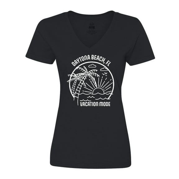 Inktastic Summer Vacation Mode Daytona Beach Florida Women's V-Neck T-Shirt