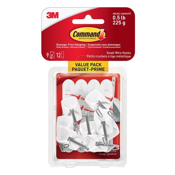 Command Small Wire Hooks, 12 Packs: 9 ct. (108 total)