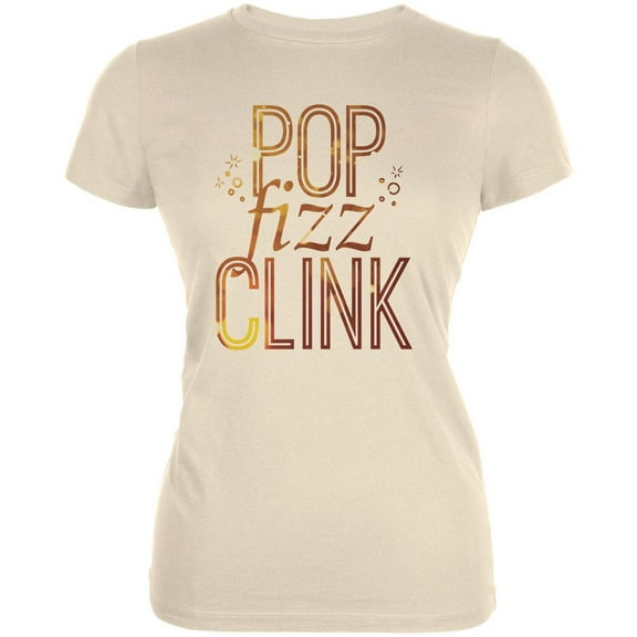 New Years Pop Fizz Clink Cream Juniors Soft T-Shirt - X-Large