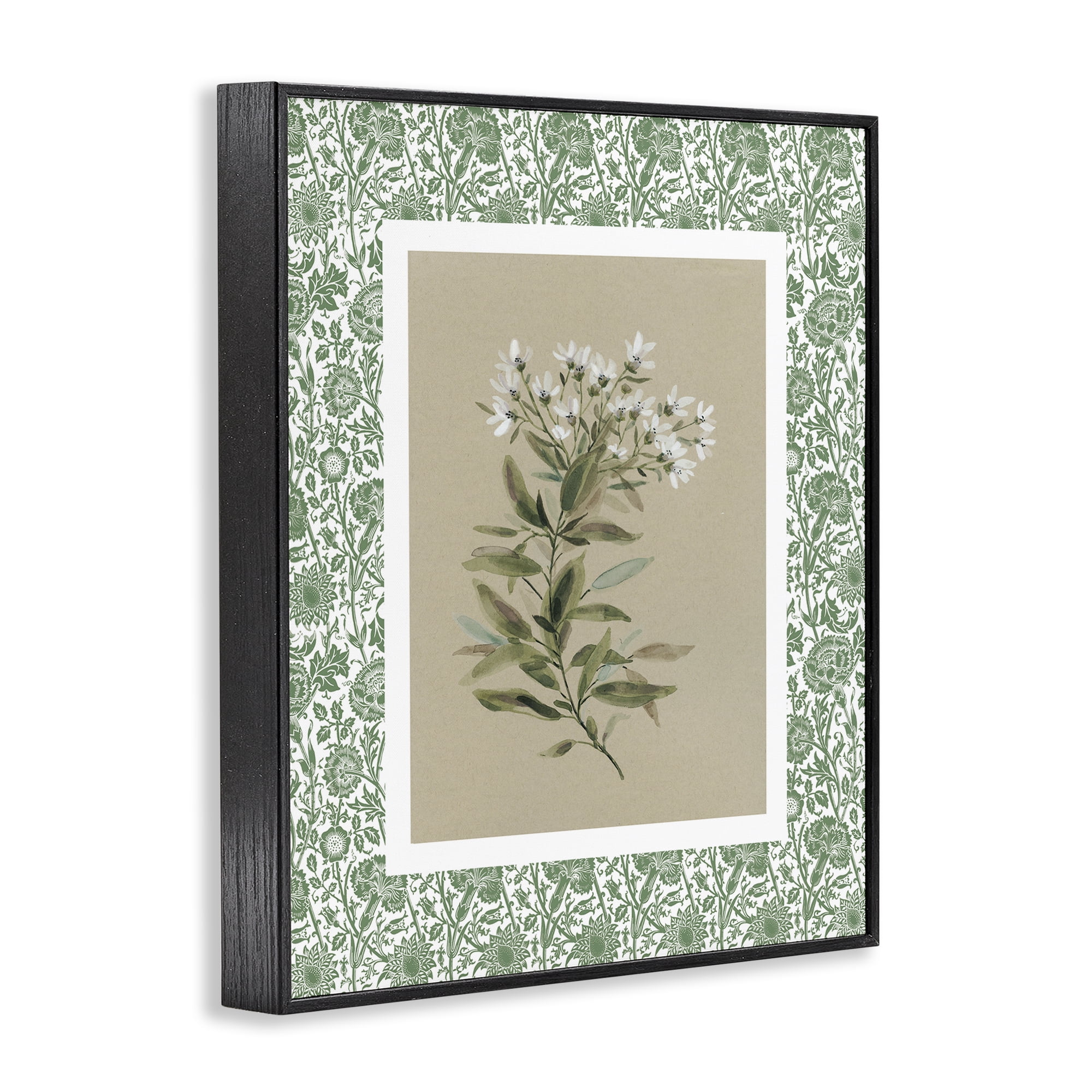 Stupell Industries Green Botanical Pattern Black Framed Giclee Art, design by Carol Robinson