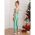 thumbnail image 5 of YEAHDOR Kids Girls Candy Cane Dance Bodysuit Xmas Holiday Santa Claus Costume One Shoulder Jumpsuit Unitard Green 6, 5 of 7