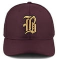 thumbnail image 2 of Daxton Premium Mid Profile Hat Semi Curved Visor Burgundy Cap Black Gold Gothic Embroidered, Letter B, 2 of 4