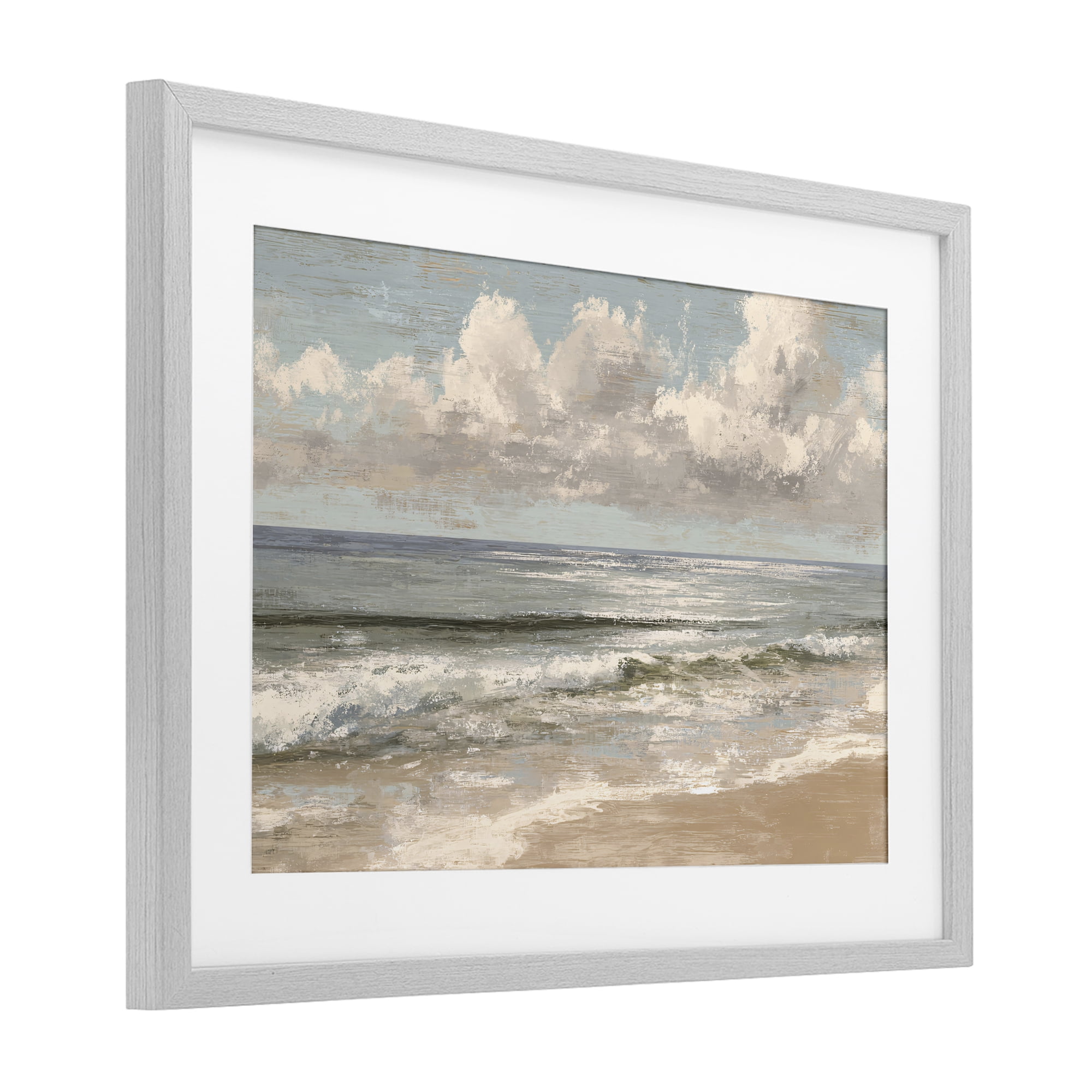 Stupell Industries Distressed Beach Horizon Gray Framed Print Under Glass, design by Jacky Ngan