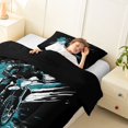 thumbnail image 4 of Castle Fairy Graffiti Dirt Bike Twin Comforter Sets 3-Piece for Boys, Teal Splash Print Bedding Set for Bedroom, Teal Black,Black Reversible, 4 of 6