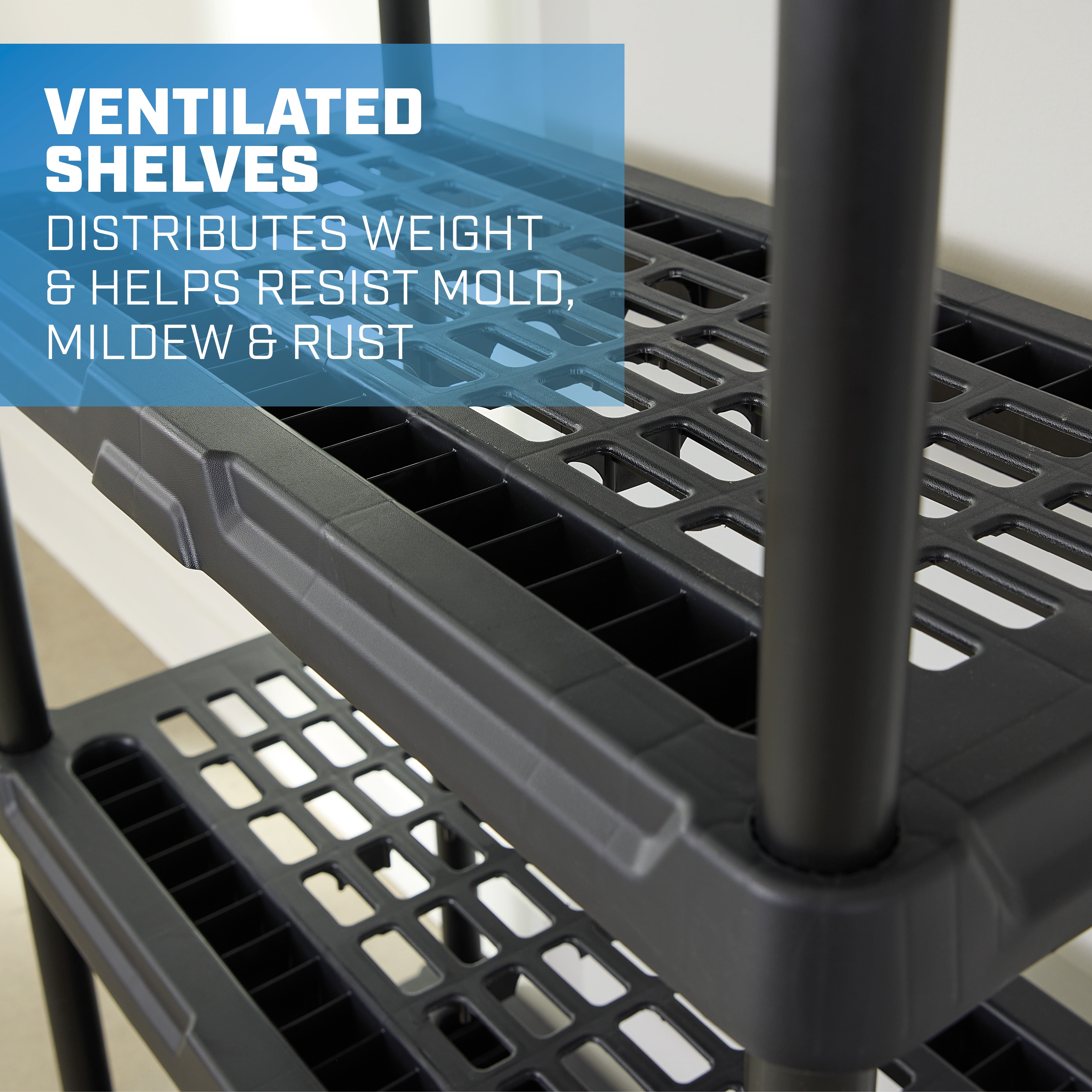 Hart 4-Tier Plastic Shelving Unit, 53" H, Black photo 5