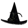 thumbnail image 2 of SAWOBUUN Women Halloween Witch Hat Gothic Lace Rose & Feather Decoration Vintage Pointed Wizard Hat for Party Carnival, 2 of 2