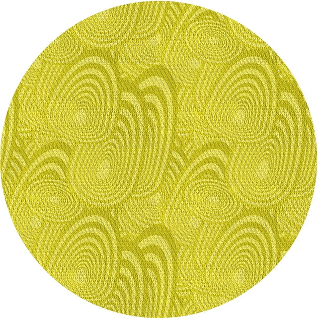 Ahgly Company Tapis Rond Lavable en Machine Intérieur Transitionnel Jaune Canari, 3 Pieds Rond