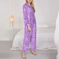 thumbnail image 4 of Junzan Lilac Glittering Print Womens Pajama Sets,Long Sleeve Button Down For Women Pjs 2 Piece, 4 of 9