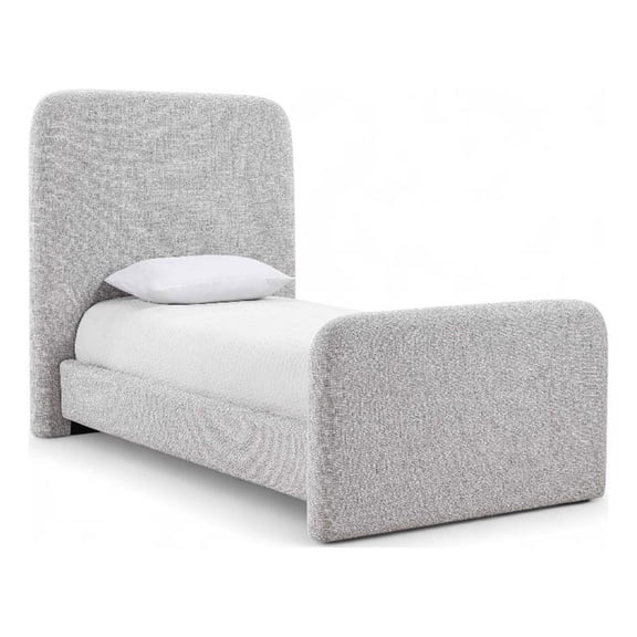 Meridian Furniture Fira Grey Linen Textured Fabric Twin Bed