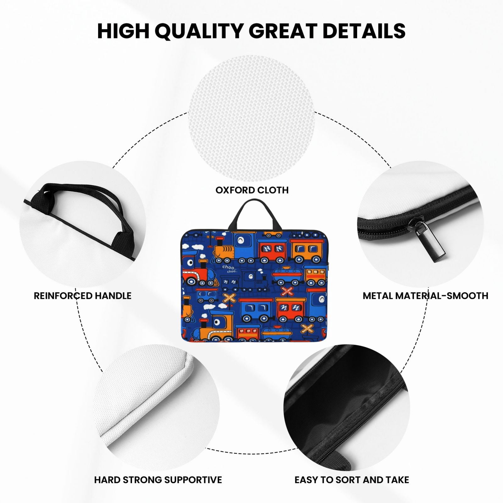 Laptop Sleeve Bag For Women Men 14inch Waterproof Durable Protective Computer Carrying Cover Handle Laptop Case Bag Train
