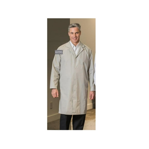Men’s Premium Lab Coats Poly Cotton Snap Closures Fabric twill 5.5oz Poplin 65/35 Poly/Cotton design No Pockets Color WHITE Available sizes XS-XL (Sold as 2's/ Pack)
