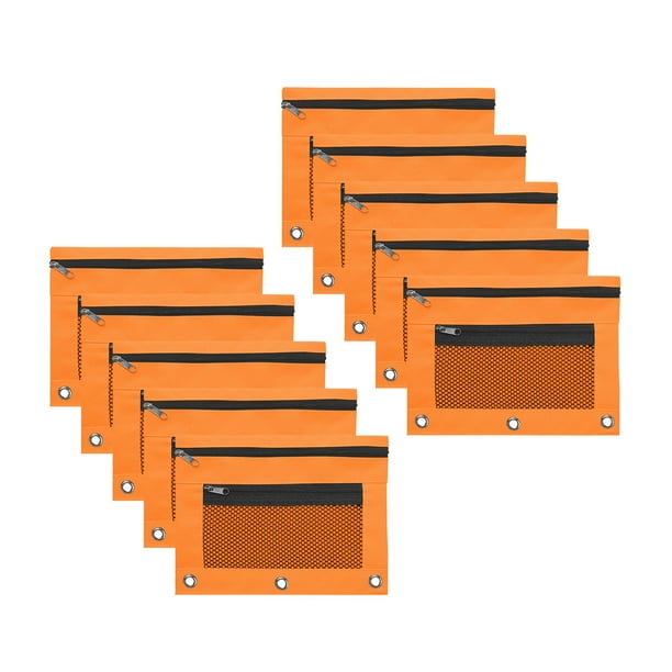 Carpeta de tela con ojales B5, 10 unidades, bolsa para documentos de oficina con cremallera, estuche para bolígrafos, diseño de tres agujeros para organizar documentos y guardar útiles