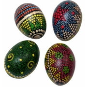 Shaker Egg Handcarved from Albesia Wood 3 inch (Aborigine,Set of 4)