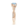 thumbnail image 3 of Angara Natural 1.12 Ct. Aquamarine with Diamond Side Stone Ring in 14K Rose Gold for Women (Ring Size: 3.5), 3 of 10