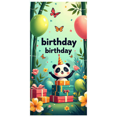LUUFILx Panda Birthday Backdrop Banner for Kids Party Supplies Happy Birthday Decorations with Balloons and Flowers Party Decor Background Props
