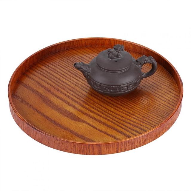 Bandeja redonda para servir de madera bandeja para servir de madera Natural plato de madera platos para servidor de comida y té plato para bebidas y agua ANGGREK Otros